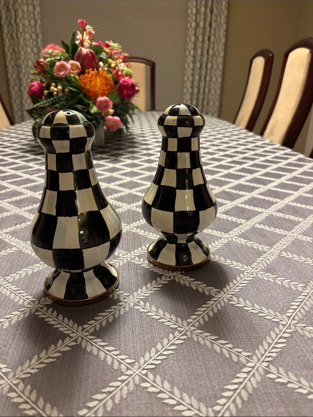 Mackenzie Childs Large Courtly Check Salt and Pepper Shakers